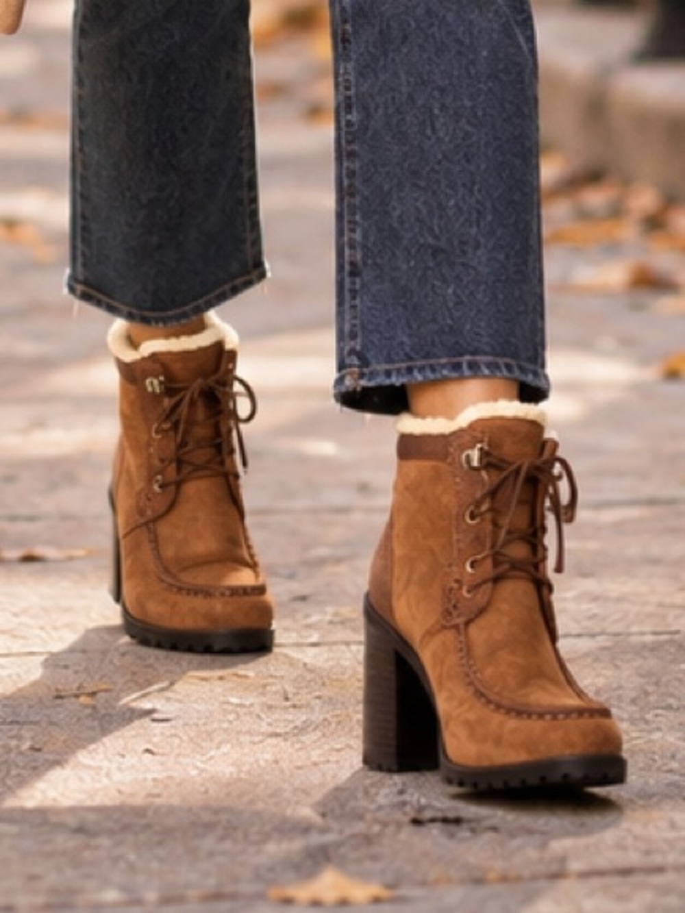 Sam Edelman Madge Mocha Brown Suede Faux Fur Heeled Ankle Boots 7.5
